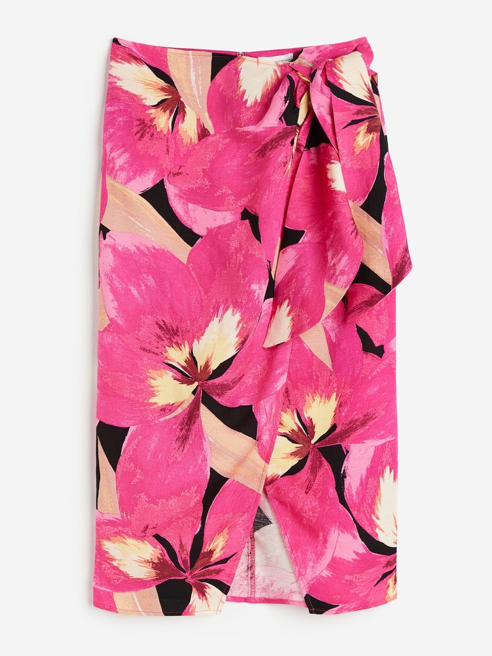 H&M Pink Linen Floral Orchid Swim Sarong Cover-Up Vacation Summer Tropical Sz 16